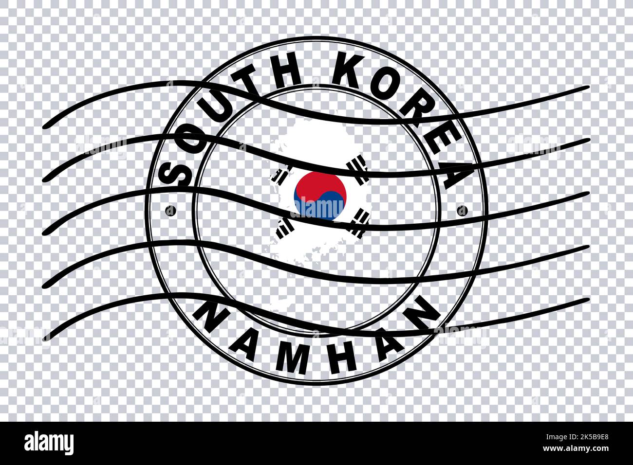 Carte de la Corée du Sud, Timbre de passeport postal, Timbre de voyage, Clipping path Banque D'Images