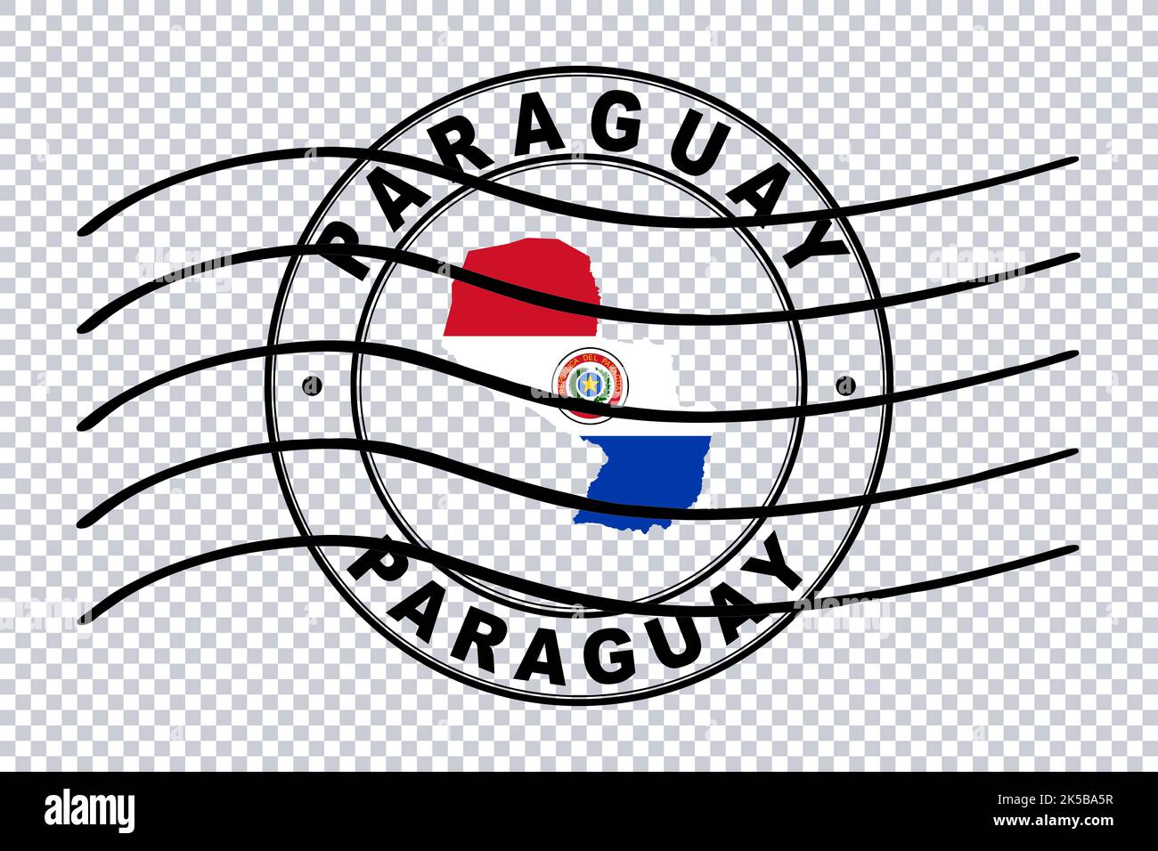 Carte du Paraguay, cachet postal du passeport, timbre de voyage, chemin de coupure Banque D'Images