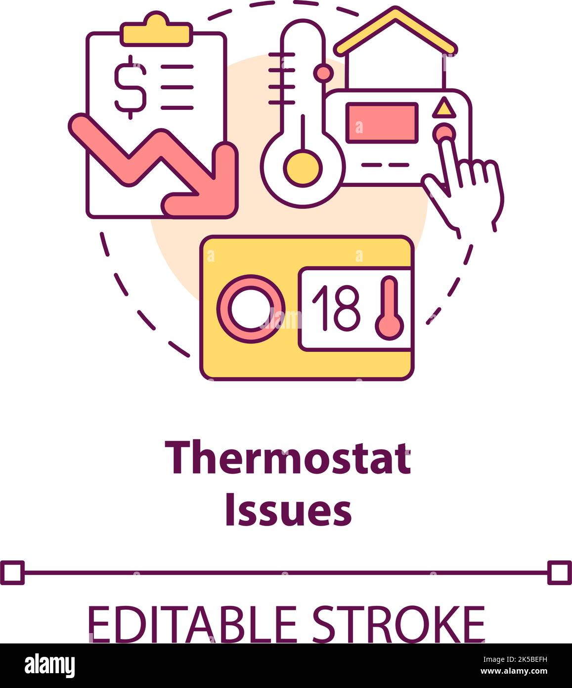 Icône de concept problèmes de thermostat Illustration de Vecteur