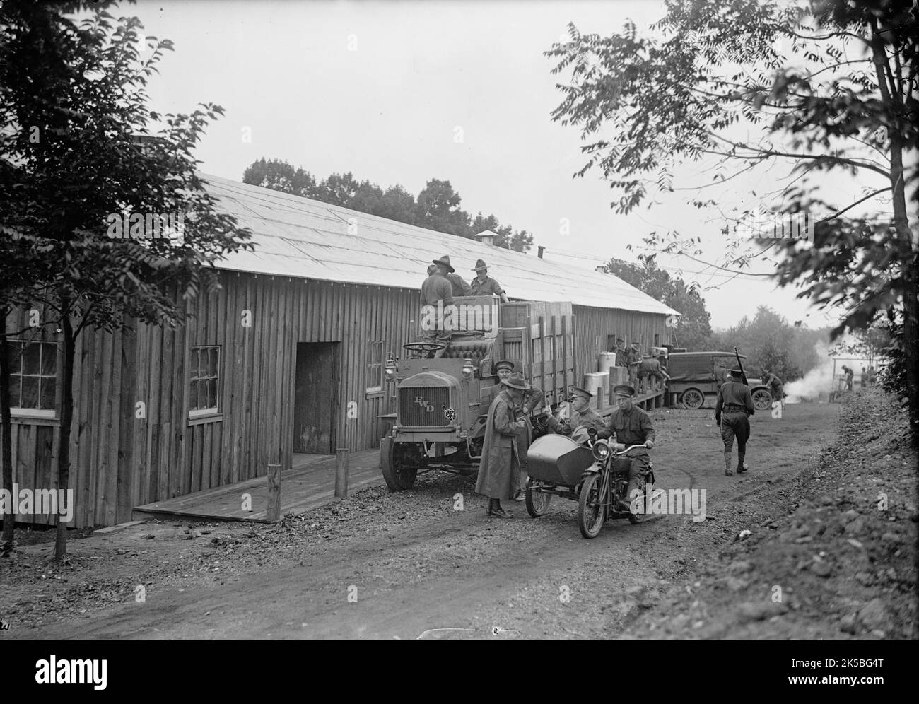 Armée, U.S. Army Motorcycle and Side-car, 1917. Banque D'Images