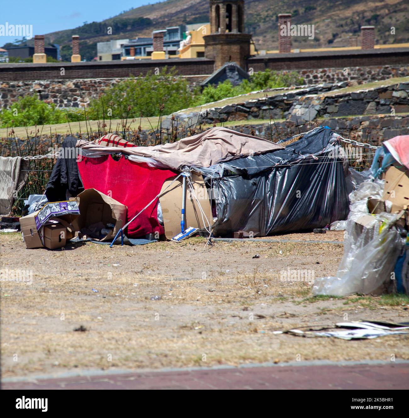 Cape Town City squatter Shelter près du château - Afrique du Sud Banque D'Images