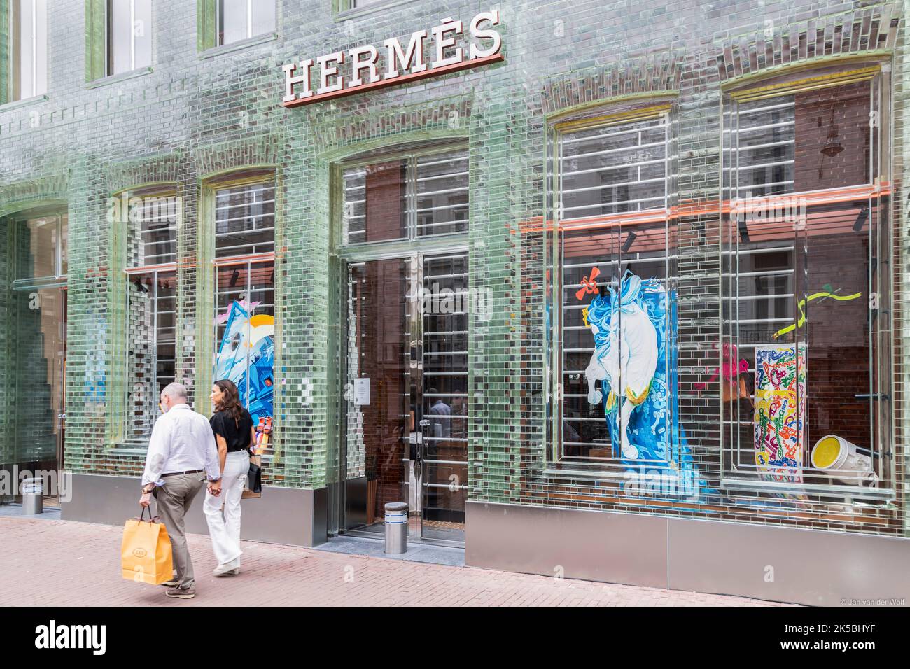 Maison de mode Hermès dans le P.C.Hooftstraat à Amsterdam, la rue commerçante la plus luxueuse des pays-Bas. Banque D'Images