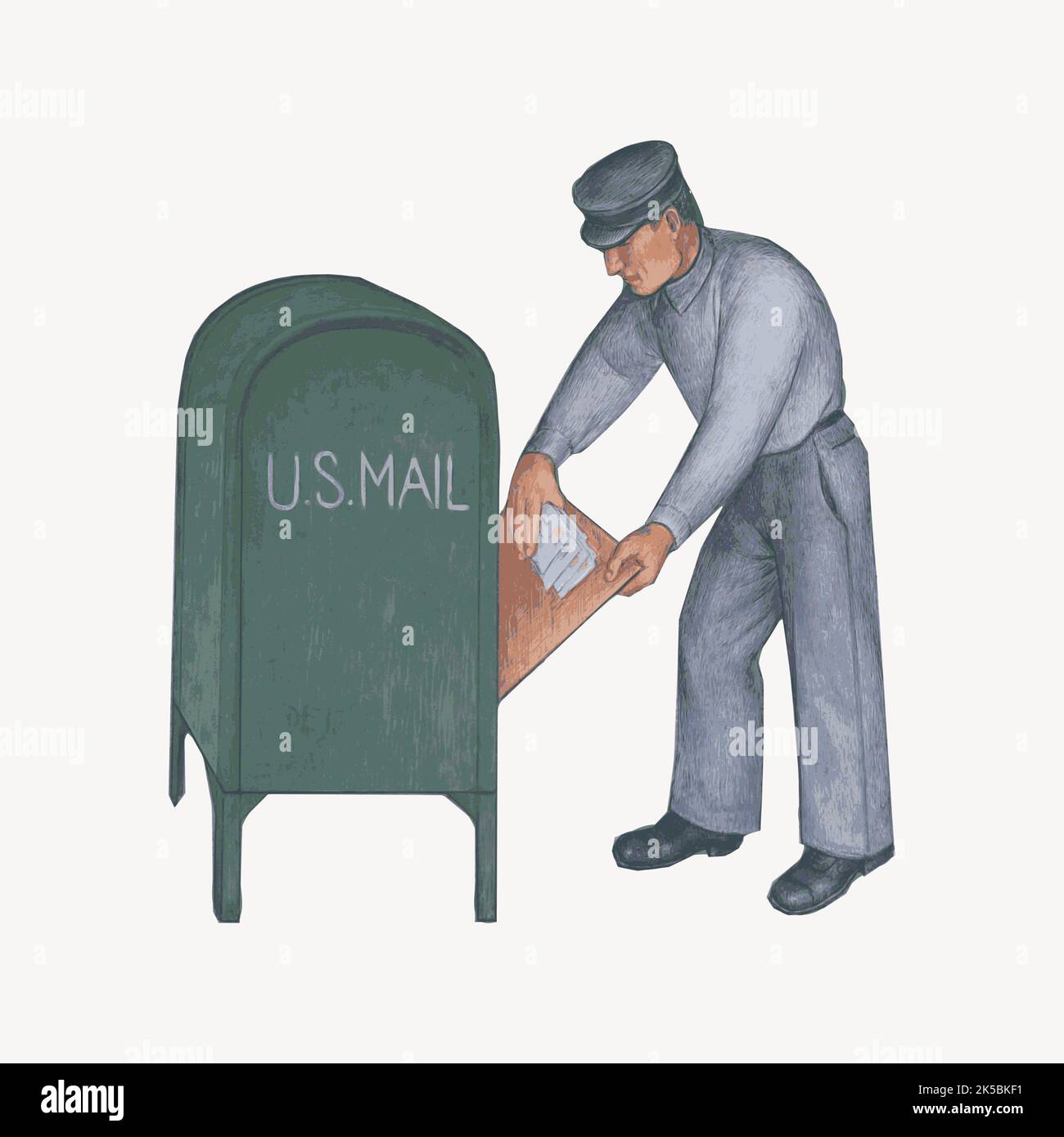 boîte aux lettres, illustration, mailman, dessin animé d'occupation, boîte aux lettres, mail, svg, antique, bullet journal sticker, carrière, dessin animé Illustration de Vecteur