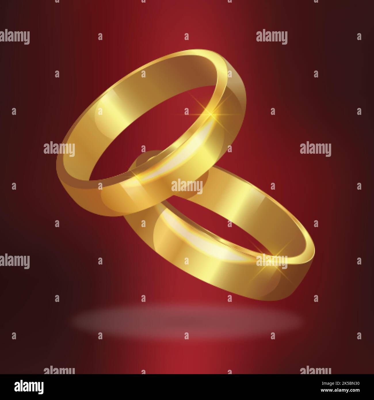 Anneaux de mariage composition réaliste avec image isolée d'accessoires dorés de luxe sur fond vierge illustration vectorielle Illustration de Vecteur