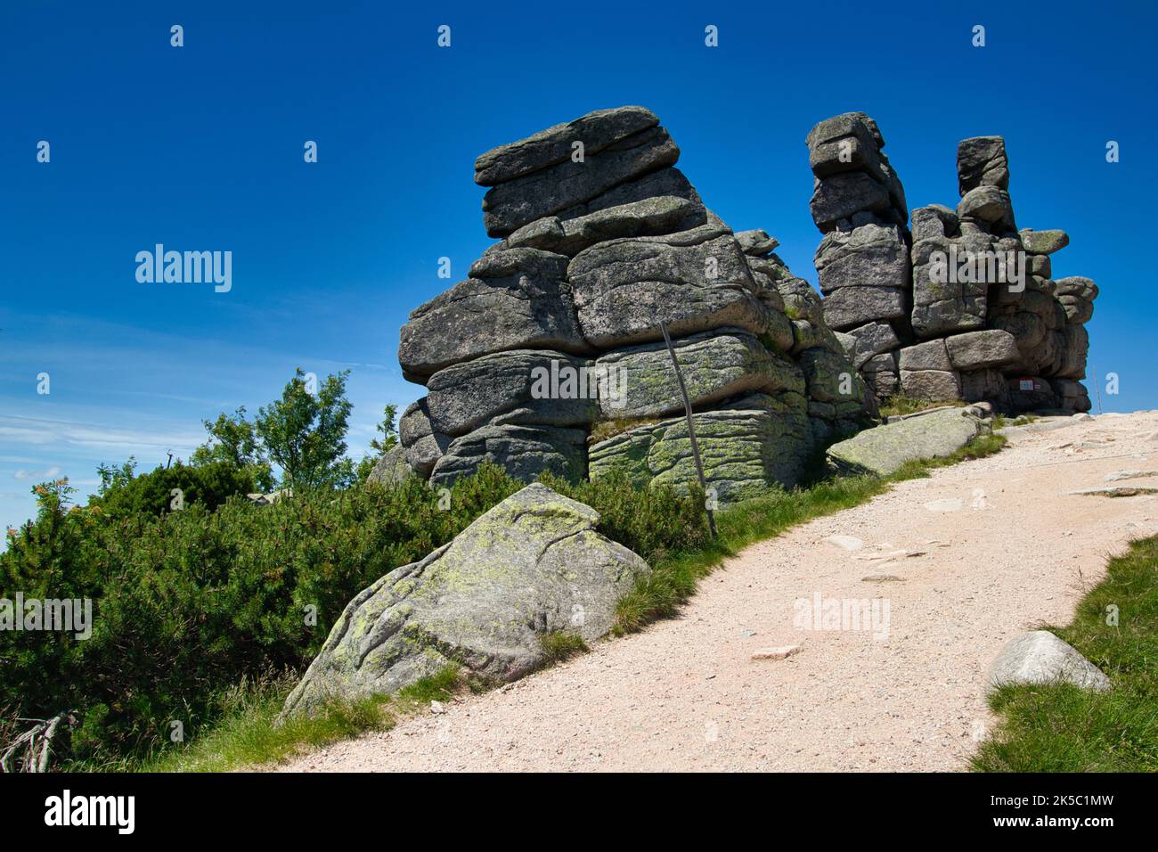 Formation de roches trois porcs - pierres en Pologne. Krkonose. Banque D'Images Formation de roches trois porcs - pierres en Pologne. Krkonose. Banque D'Images