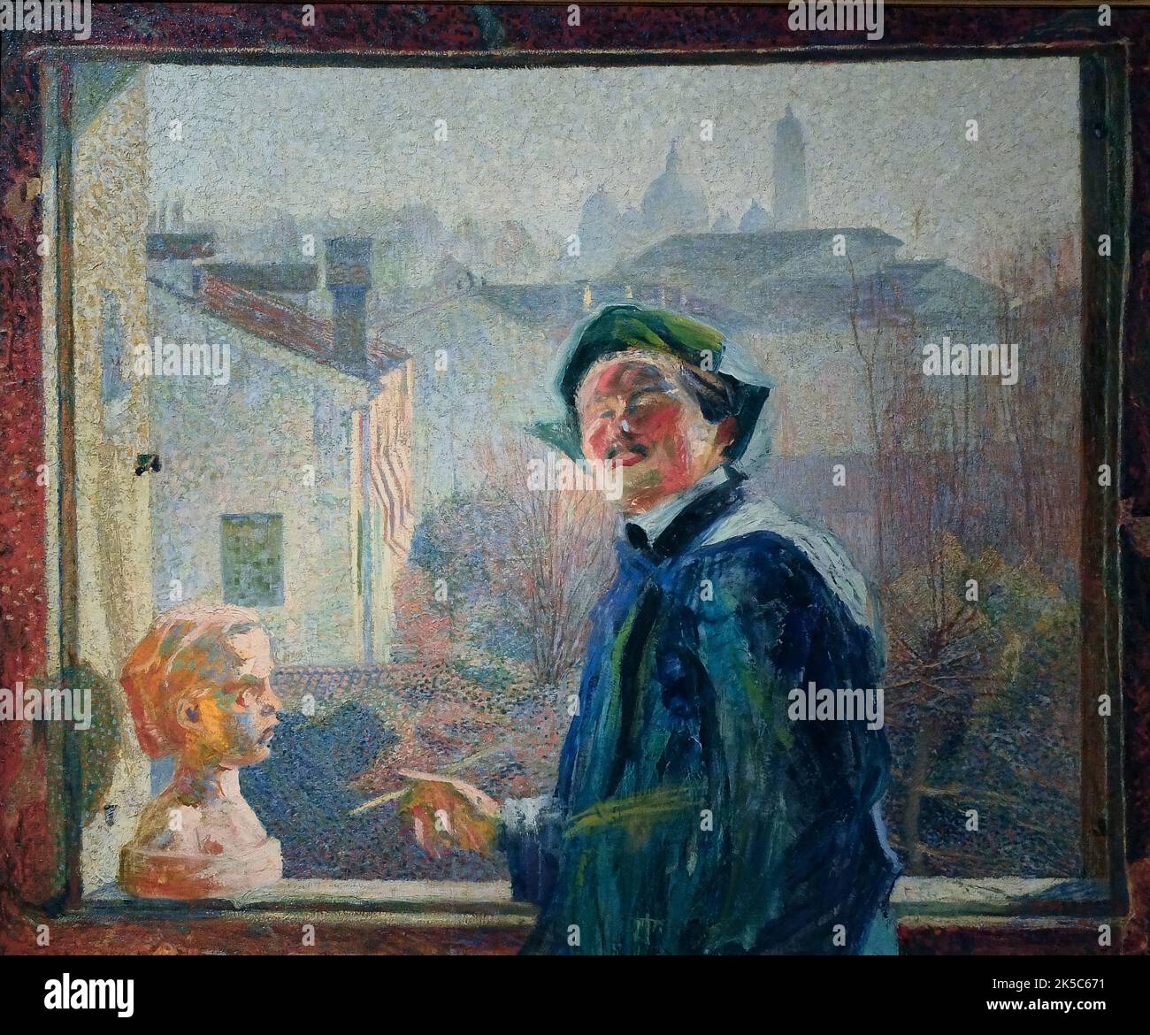 Ritratto di scultore. Valerio Brocchi (Portrait d'un sculpteur. Valerio Brocchi) (1907) par Umberto Boccioni (1882-1916). Huile sur toile, 102 x 124 cm. Banque D'Images