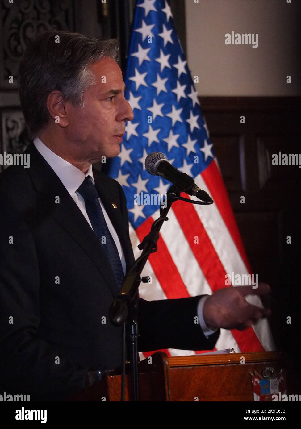 Le Secrétaire des États-Unis, Antony Blinken, lors de sa visite officielle au Pérou, dans le cadre de l'Assemblée générale de l'OEA qui se tient à Lima, au Pérou, du 5 octobre au 7 2022. Banque D'Images