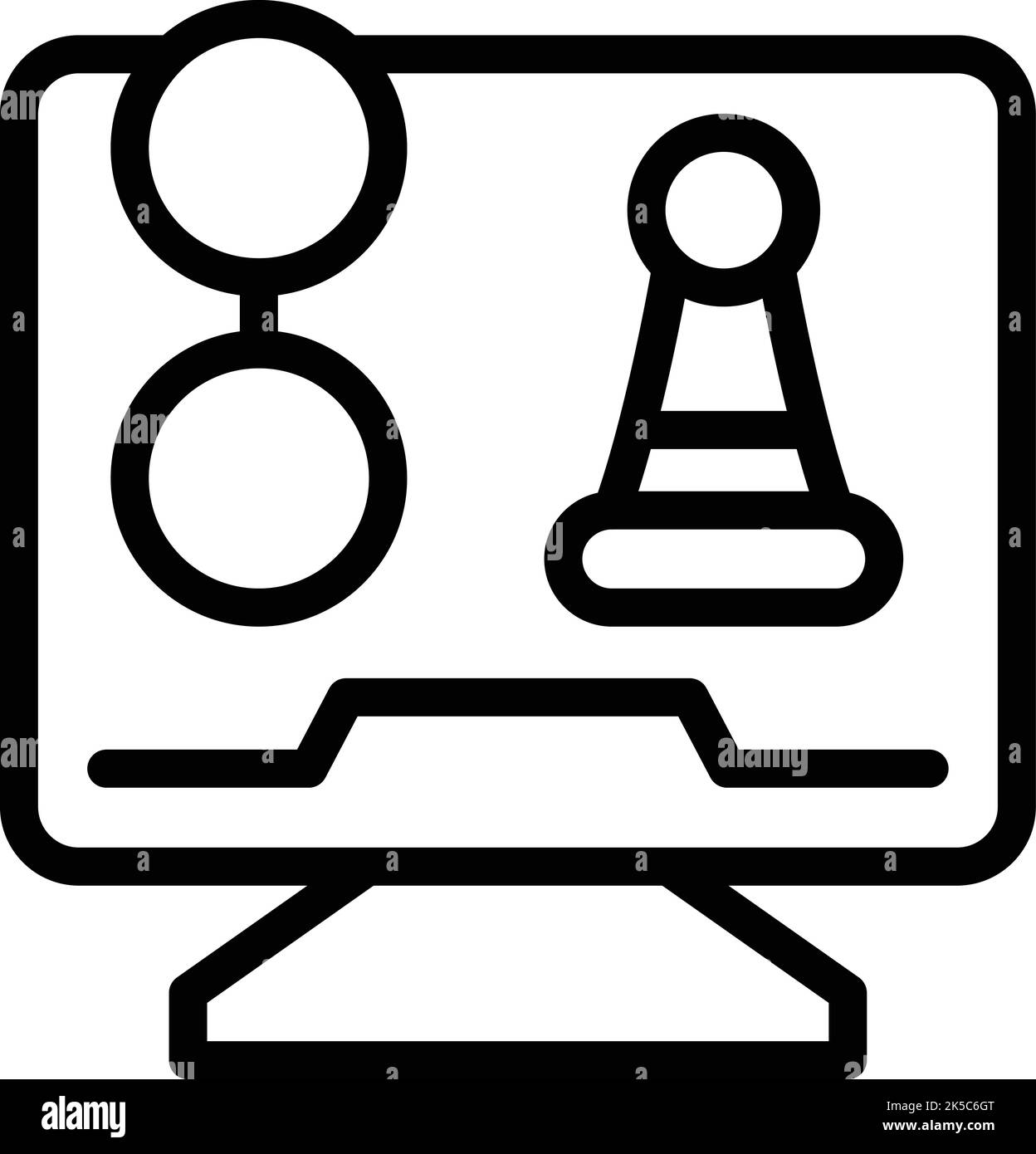 Vecteur de contour d'icône d'échecs d'ordinateur. Jeu en ligne. Conception sociale Illustration de Vecteur