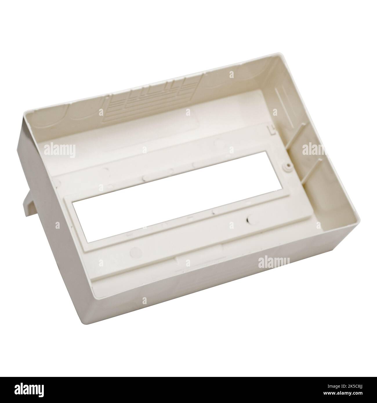 Boîte en plastique blanc pour fusibles d'équipement électrique. Banque D'Images