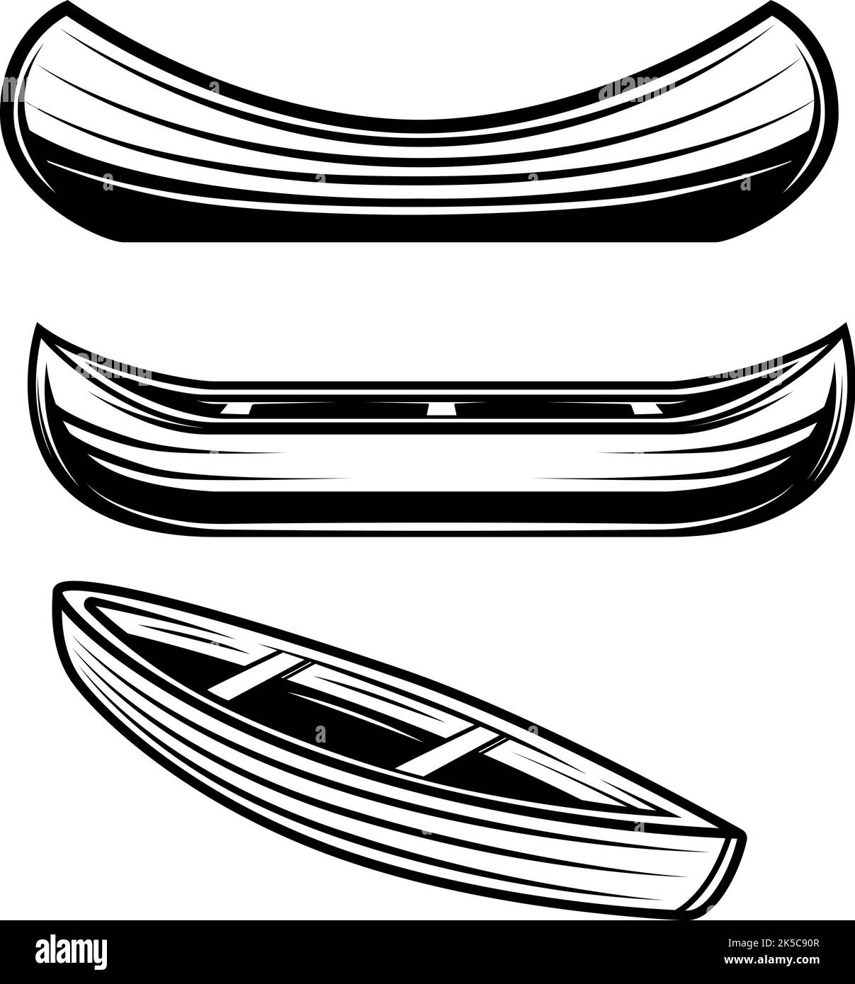 Ensemble d'illustrations de kayak, canoë, bateaux. Élément de conception pour affiche, carte, bannière, panneau, logo. Illustration vectorielle Illustration de Vecteur