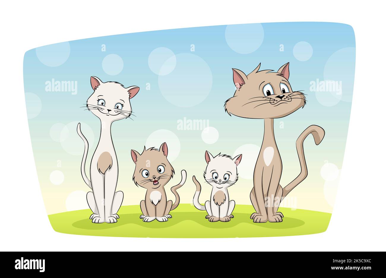 Illustration d'une famille de chat coupe Banque D'Images Illustration d'une famille de chat coupe Banque D'Images
