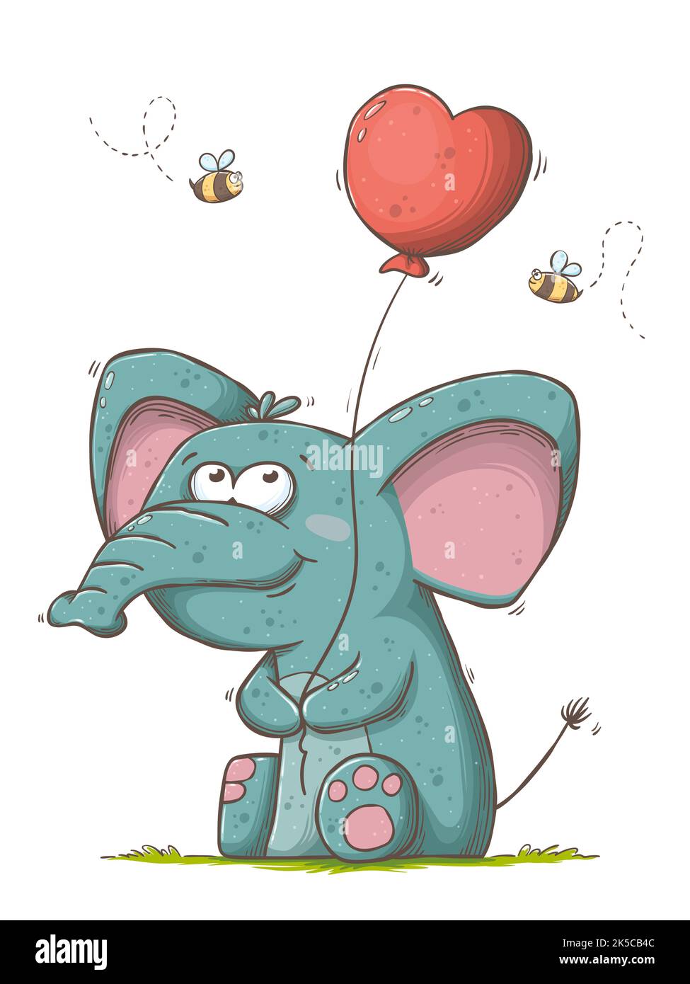Joli éléphant avec ballon. Banque D'Images