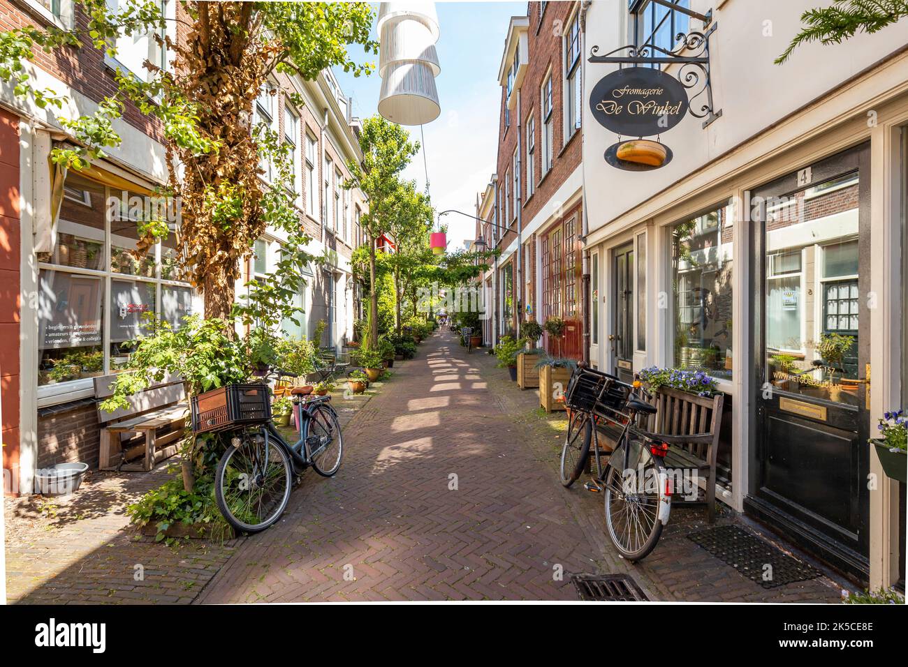 Atmosphère chaleureuse dans la vieille ville de Haarlem près d'Amsterdam, pays-Bas, Europe Banque D'Images