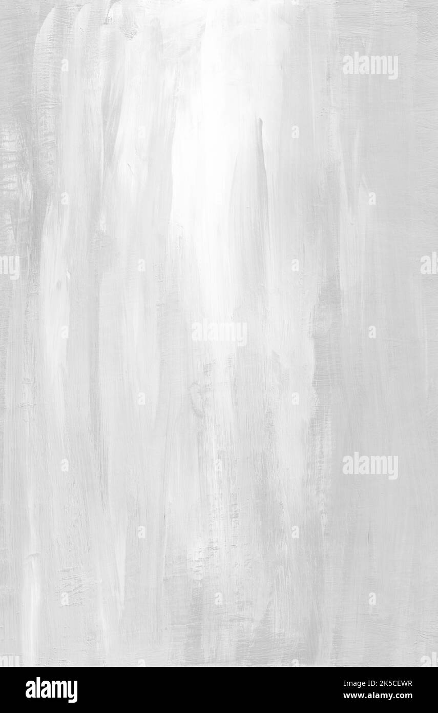 Peinture de fond blanc abstrait. Toile de fond monochrome clair. Dessin minimaliste noir et blanc. Traits de pinceau sur papier. Banque D'Images