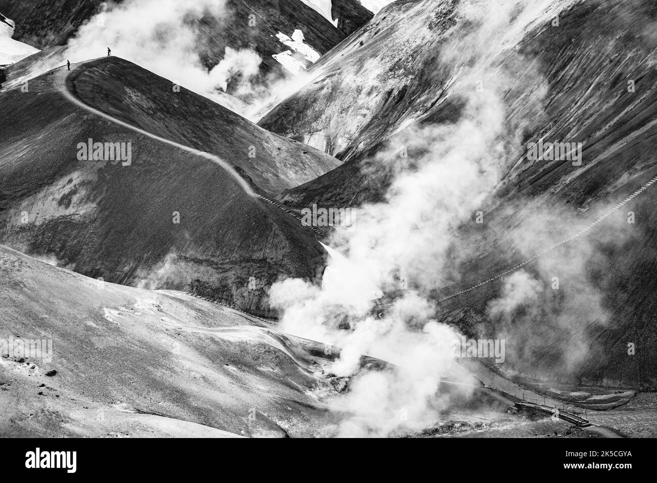 Islande, sources d'eau chaude, montagnes Banque D'Images