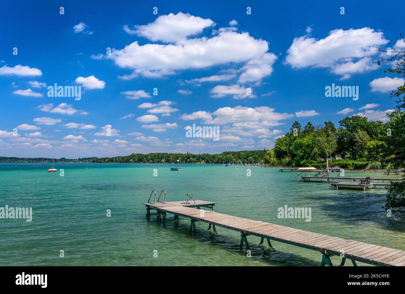 Allemagne, Bavière, comté de Starnberg, Wörthsee, rive sud-est à Paradieswinkel Banque D'Images