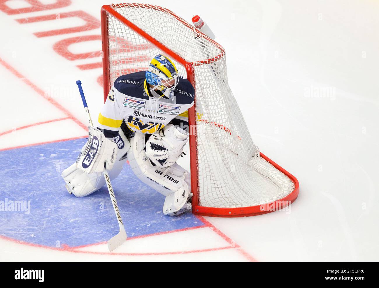 Linköping HC vs. HV71, Ligue suédoise de hockey, dans l'arène Saab, Linköping, Suède. Sur la photo: N° 53 Fredrik Pettersson-Wentzel, gardien de but HV71. Banque D'Images