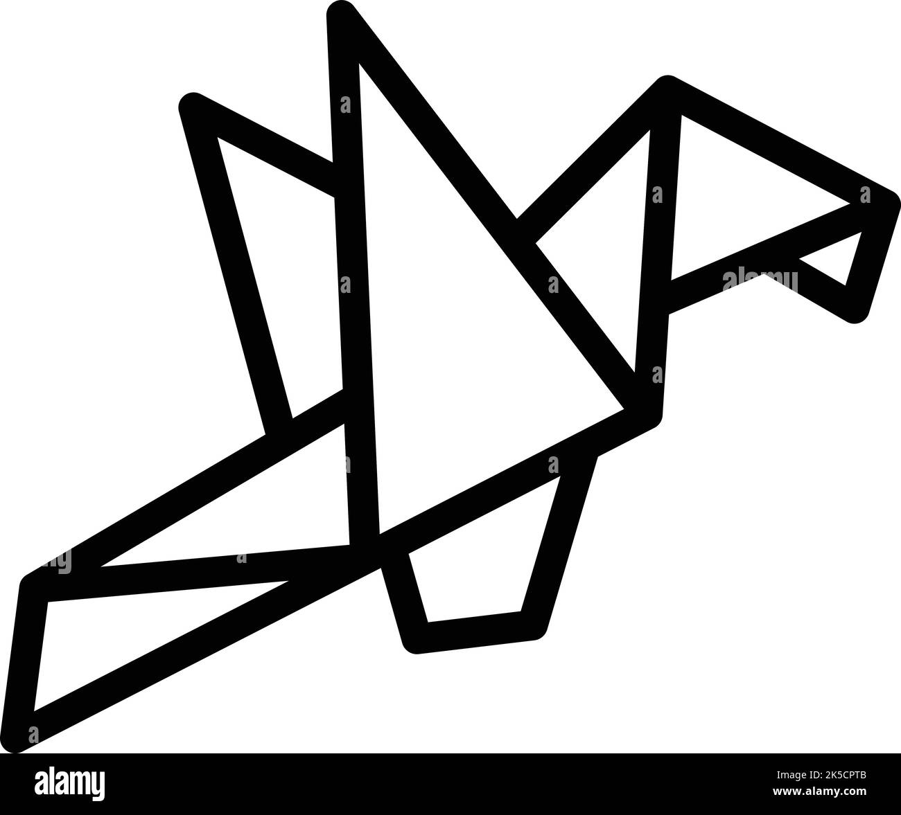 Vecteur de contour de l'icône origami d'oiseau de mouche. Géométrie animale. Art japon Illustration de Vecteur