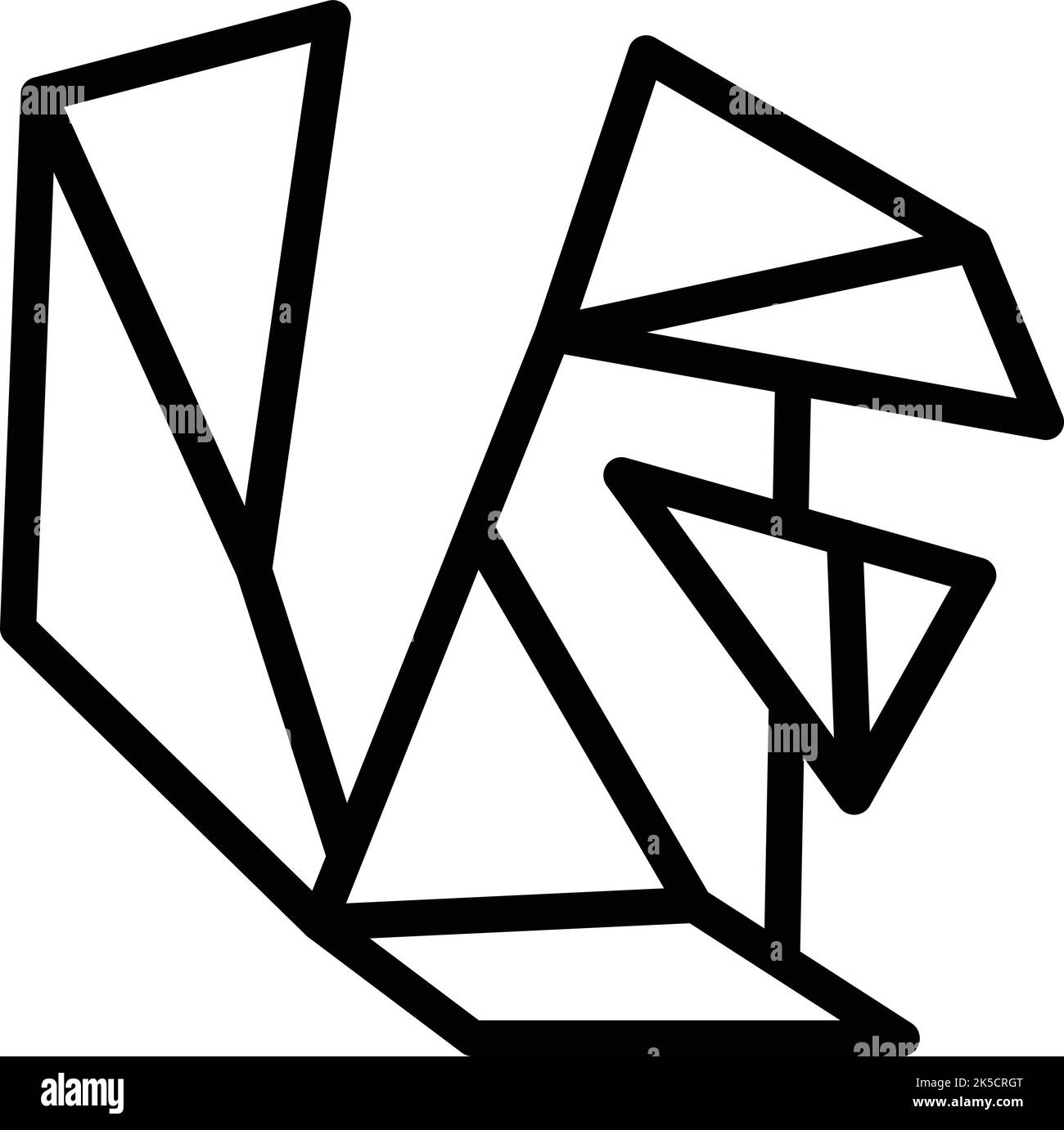 Vecteur de contour d'icône d'écureuil d'origami. Animal géométrique. Art plié Illustration de Vecteur