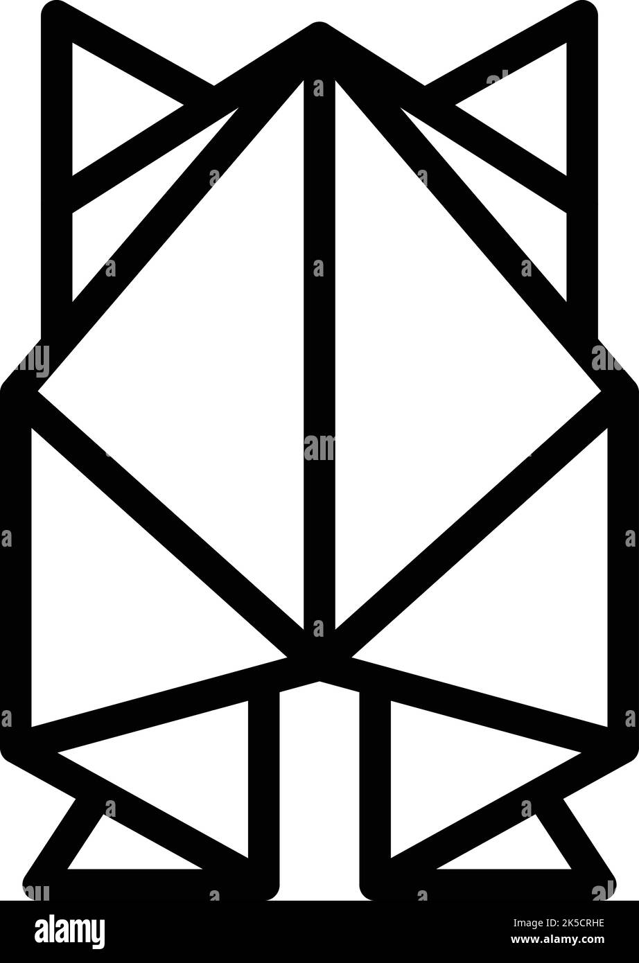 Vecteur de contour de l'icône d'animal d'origami arrière. Papier géométrique. Objet art Illustration de Vecteur