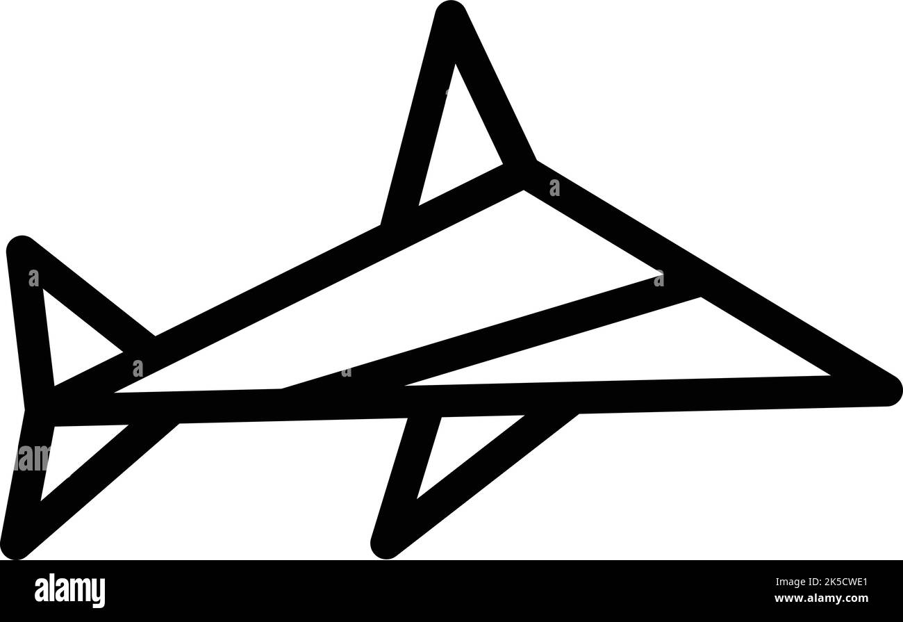 Vecteur de contour de l'icône représentant un dauphin d'origami. Animal géométrique. Objet art Illustration de Vecteur