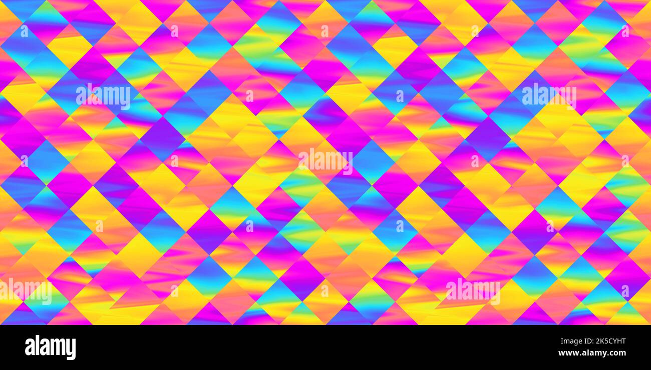 Texture d'arrière-plan de motif mosaïque de losanges psychédélique sans couture. Trippy résumé gradient géométrique patchwork checkers dans un pansement de dopamine s Banque D'Images