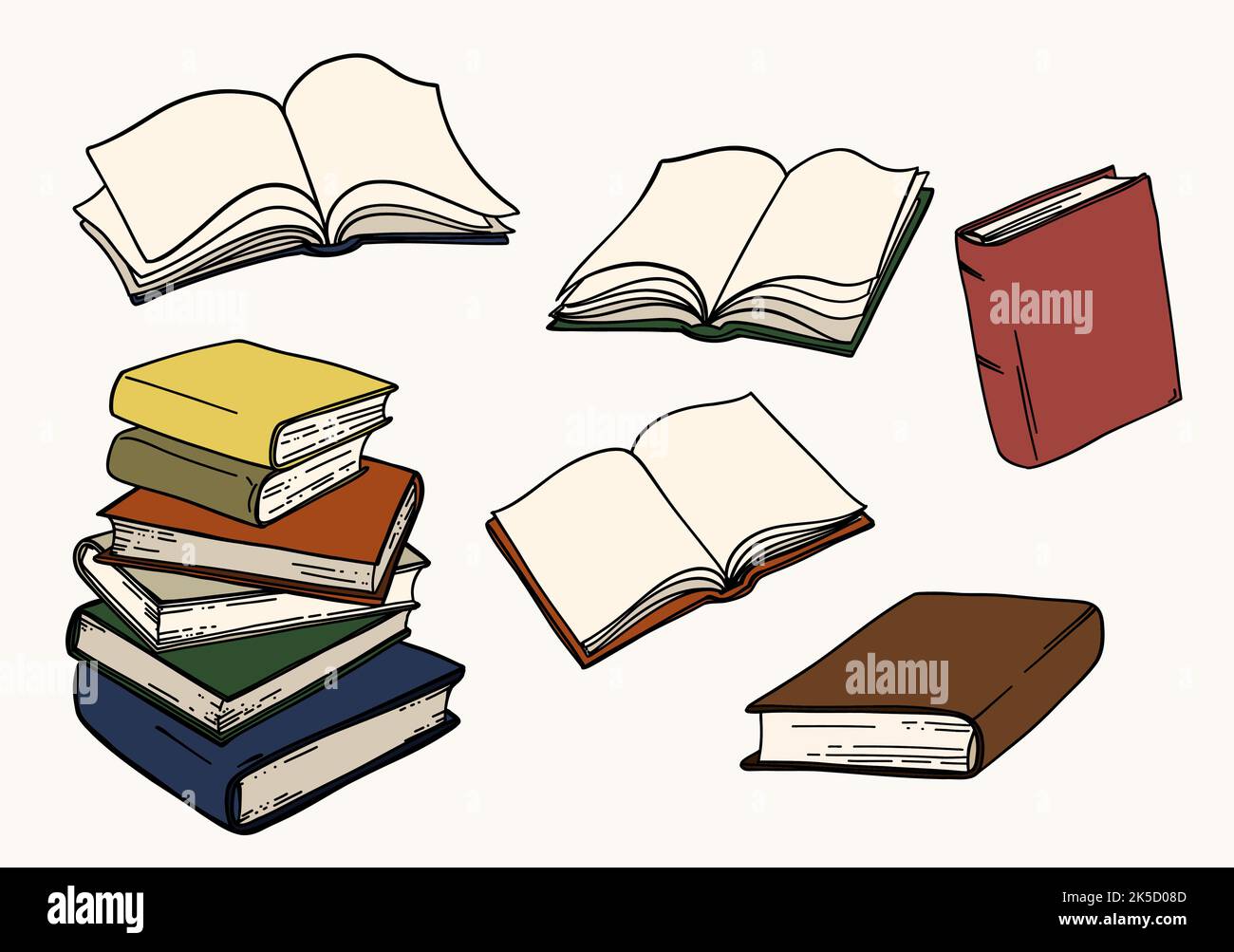 Jeu d'illustrations de livres dessinées à la main Illustration de Vecteur