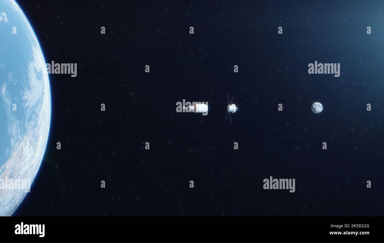 Artemis I est le premier essai en vol intégré de la NASA impliquant le vaisseau spatial Orion, la fusée SLS et les systèmes au sol du Kennedy Space Center. La mission sans équipage parcourra des milliers de kilomètres après la Lune en trois semaines pour soutenir l'exploration humaine future de l'espace lointain. Banque D'Images