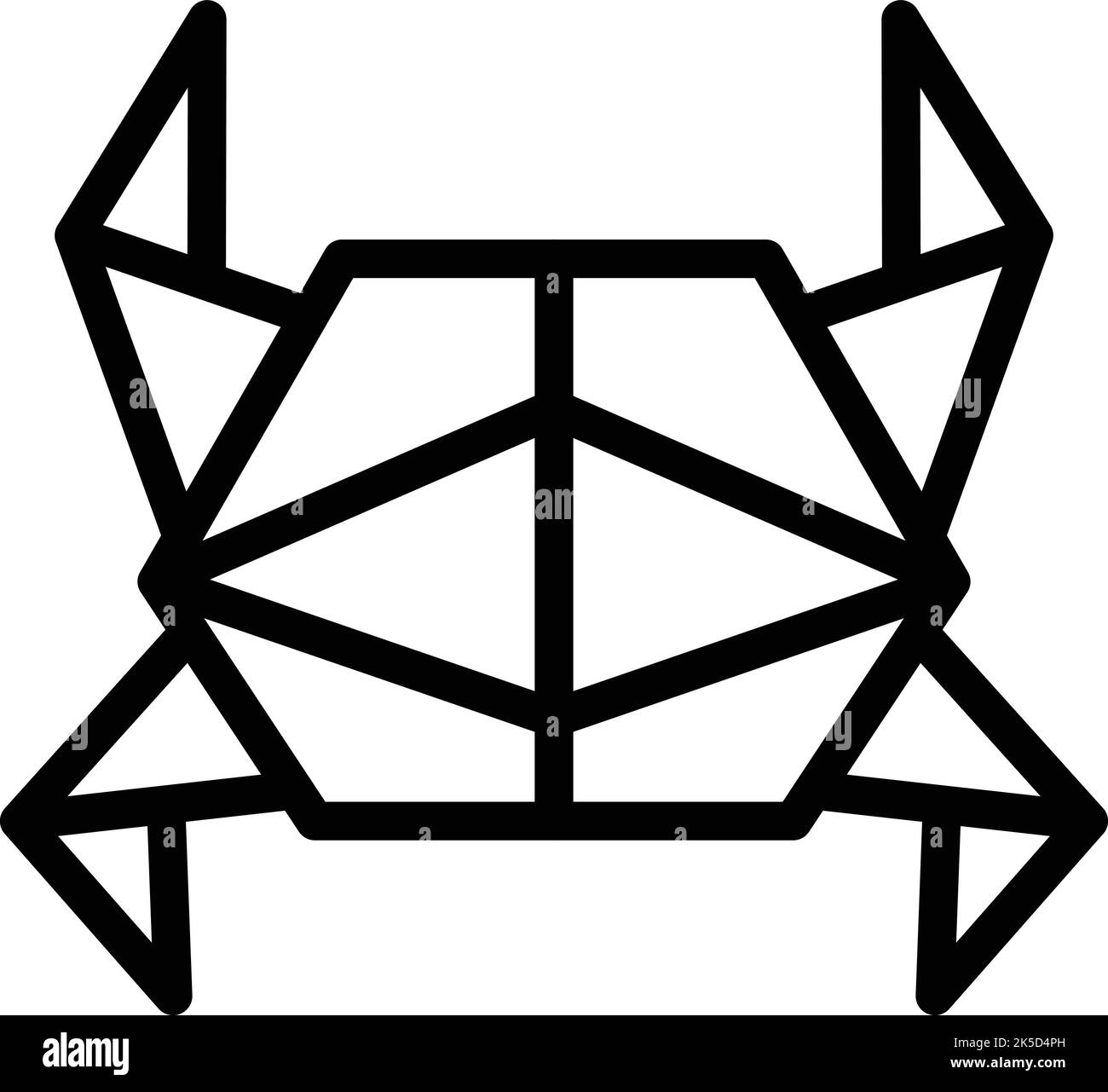 Vecteur de contour de l'icône de crabe du papier. Animal origami. Art géométrique Illustration de Vecteur