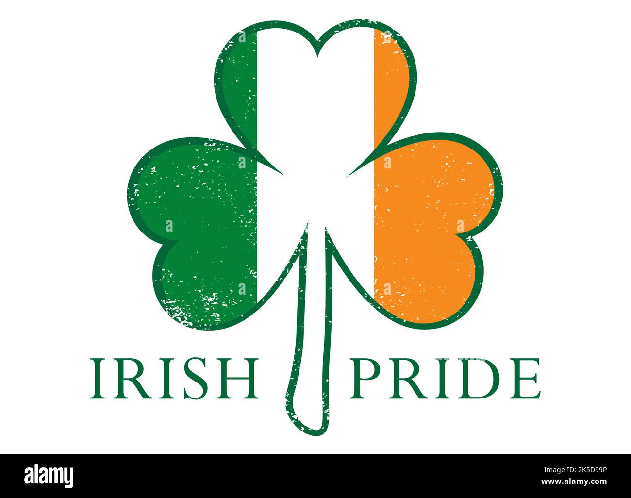 Un timbre de trèfle de grunge aux couleurs du drapeau irlandais Illustration de Vecteur