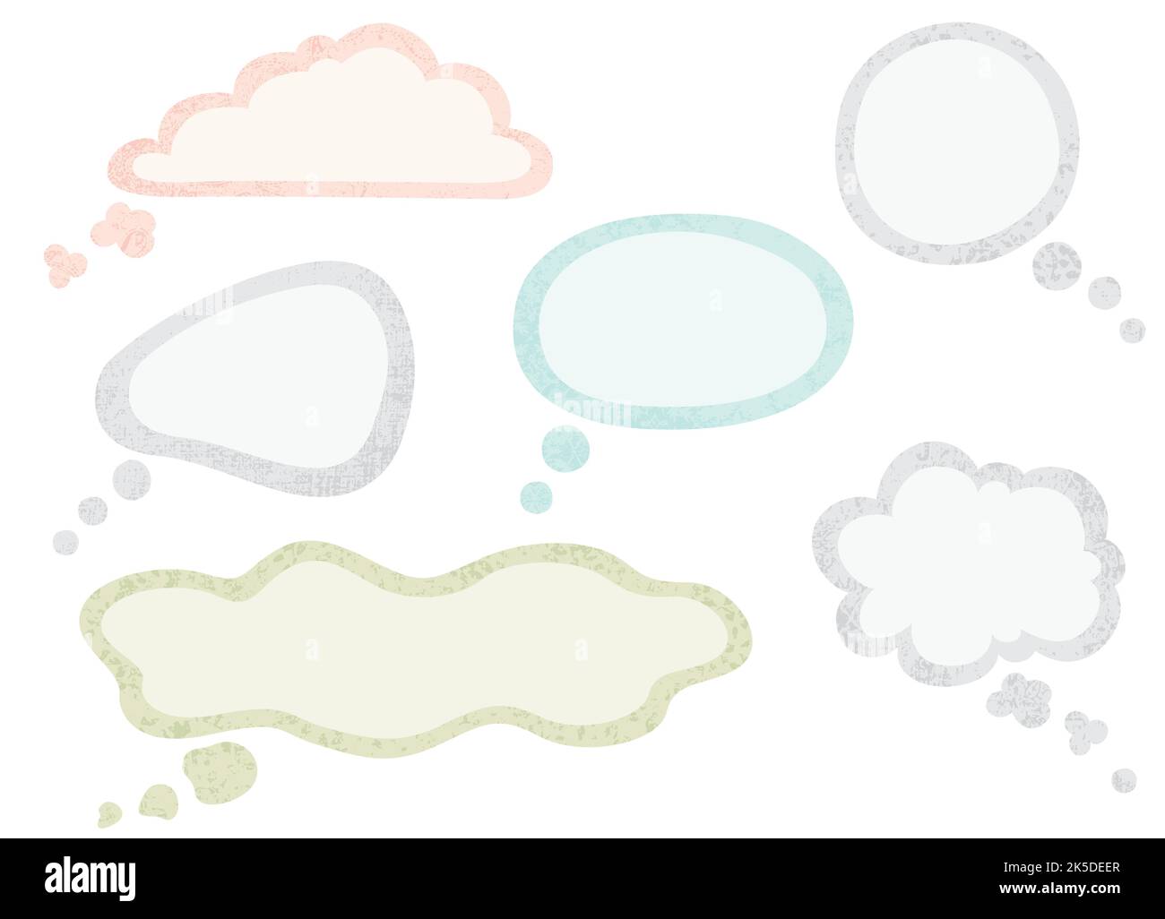 Un ensemble de différentes bulles de pensée dans un style de papier coupé avec des textures Illustration de Vecteur