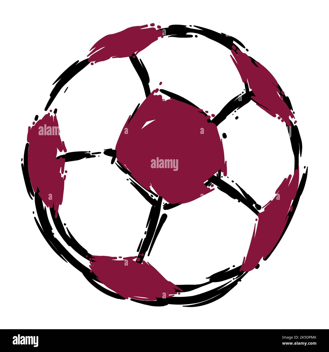 Dessin d'une balle de football, peinte à l'encre de marron comme la couleur du Qatar. Illustration de Vecteur