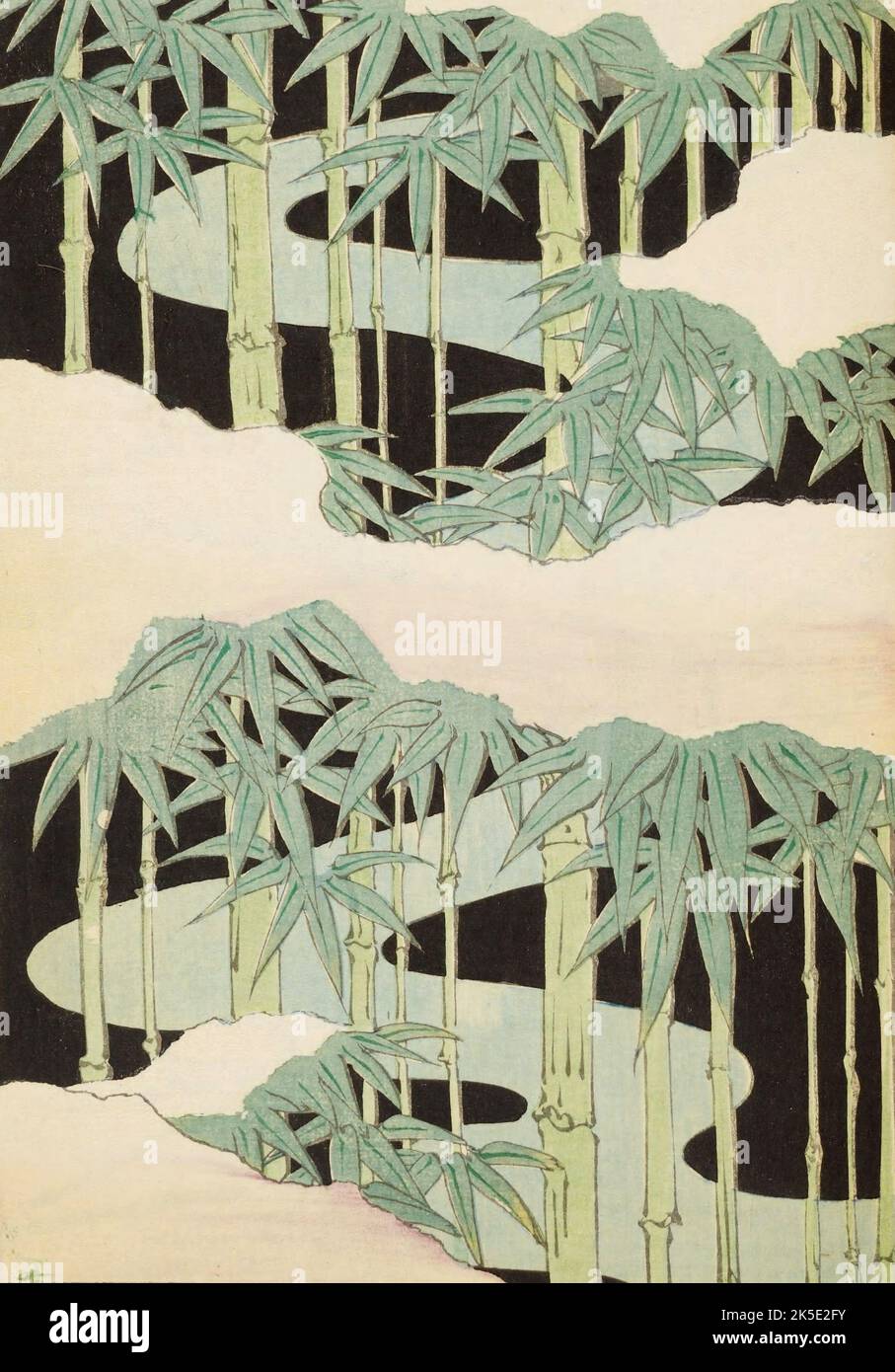 La langue japonaise Shin-Bijutsukai design magazine 1901-1902, a été édité par l'illustrateur et designer Korin Furuya (1875-1910) et contient les dessins des meilleurs artistes de l'époque. Peintre de Meji, Korin a enseigné à l'École municipale des arts et de l'artisanat, et a été l'un des plus importants designers d'impression de blocs de bois de l'époque. Une impression optimisée et améliorée de Shin-Bijutsukai Design Magazine, Volume 1. Banque D'Images