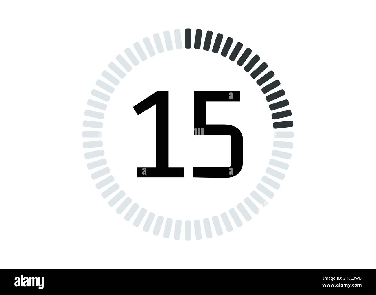 Icône de chronomètre et compteur de temps isolés de 15 secondes ou minutes. Illustration de Vecteur