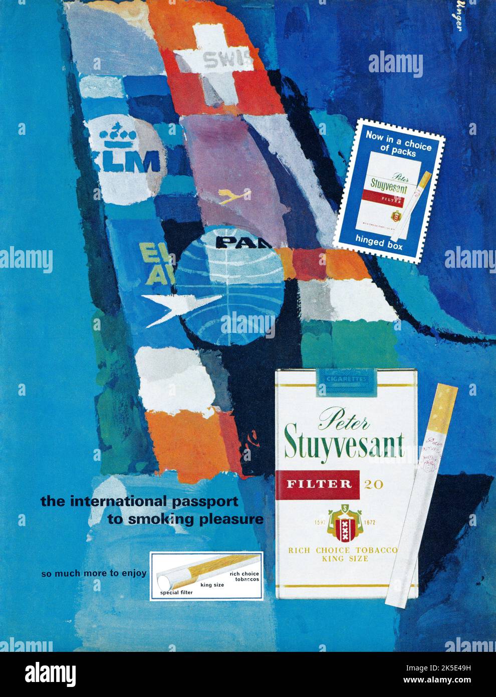 1965 publicité britannique pour les cigarettes Peter Stuyvesant. Banque D'Images