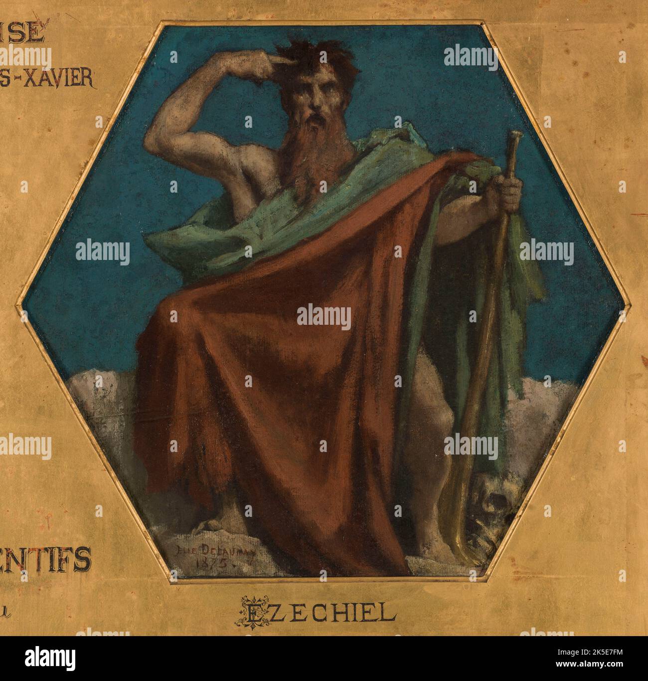 Esquisse pour l'&#xe9;brise Saint Fran&#xe7;sio Xavier: EZ&#xe9;chiel, 1875. Ézéchiel. Banque D'Images