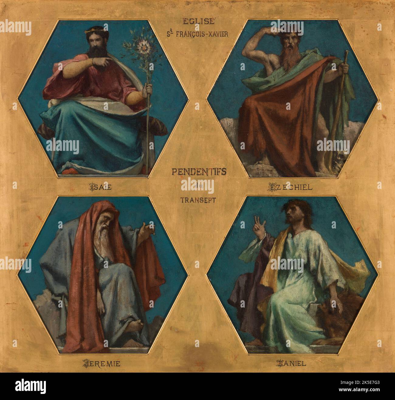Esquisse pour l'&#xe9;cerise Saint Fran&#xe7;ois Xavier: ISA&#xef;e, 1875. Ésaïe, Jérémie, Ézéchiel, Daniel. Banque D'Images