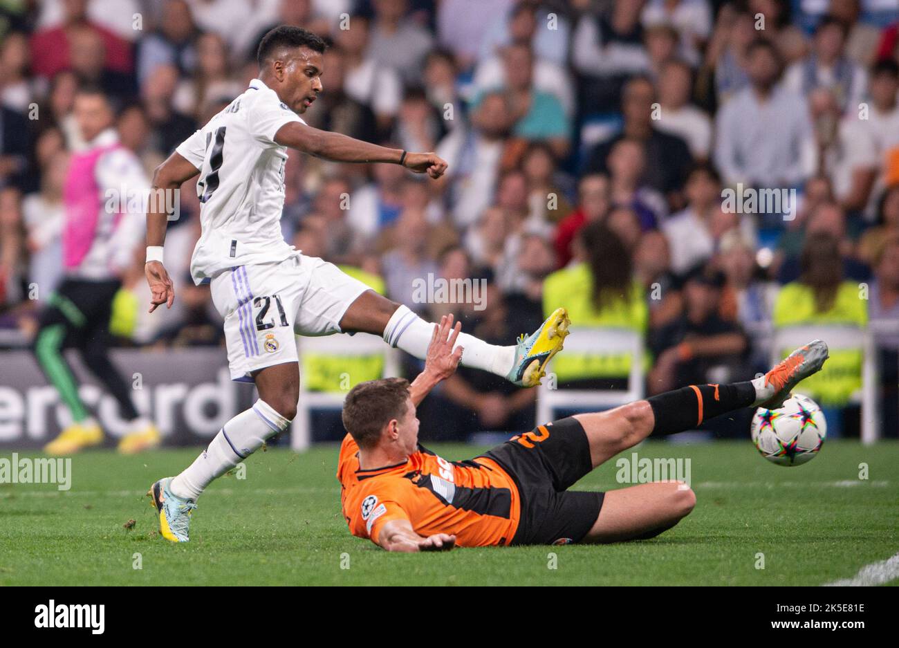 5th octobre 2022; Stade Santiago Bernabeu, Madrid, Ligue des champions, Real Madrid CF contre Shakhtar Donetsk: Rodrygo va Banque D'Images