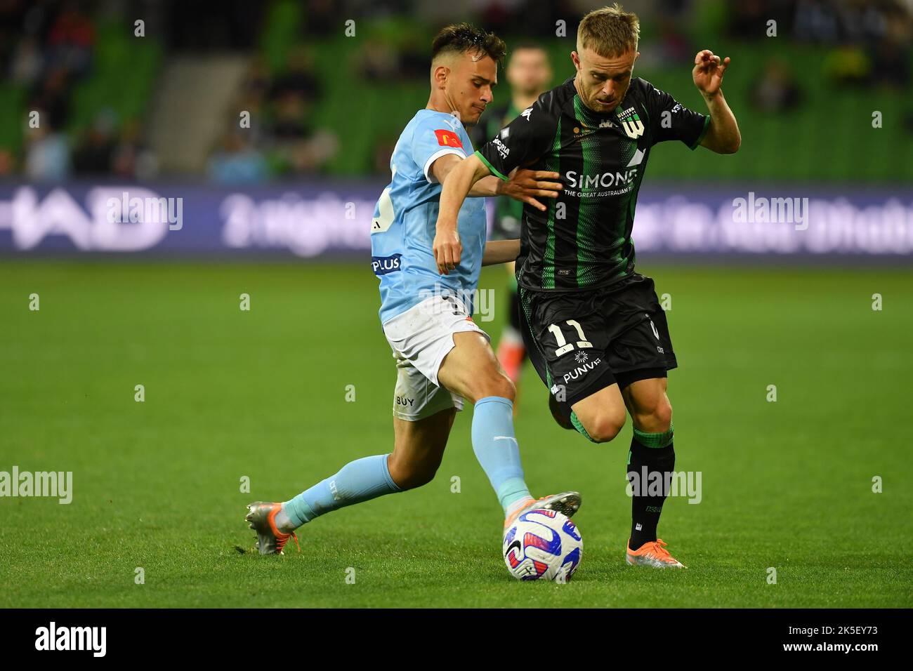 Melbourne, Australie. 7 octobre 2022. Photo : Taras Jan Gomulka, Connor pain au match Melbourne City contre Western United à AAMI Park Banque D'Images