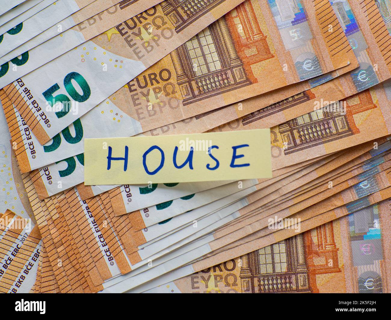 Contexte des cinquante billets en euros Banque D'Images