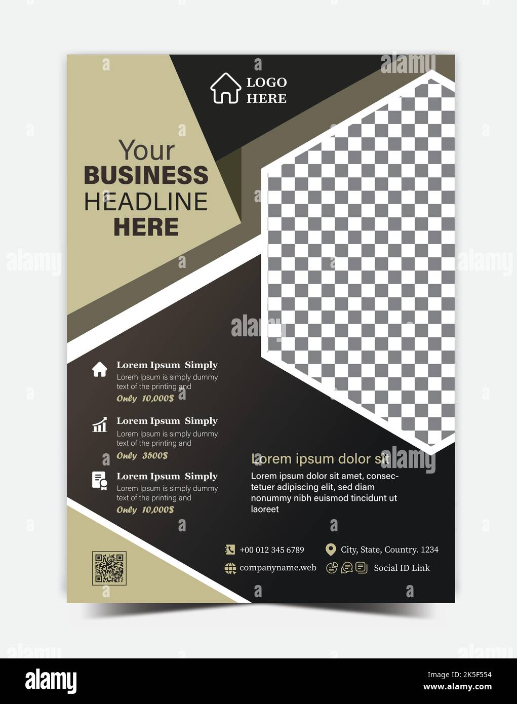 Modèle de circulaire d'entreprise, circulaire d'état réel, conception moderne de circulaire d'affaires Illustration de Vecteur