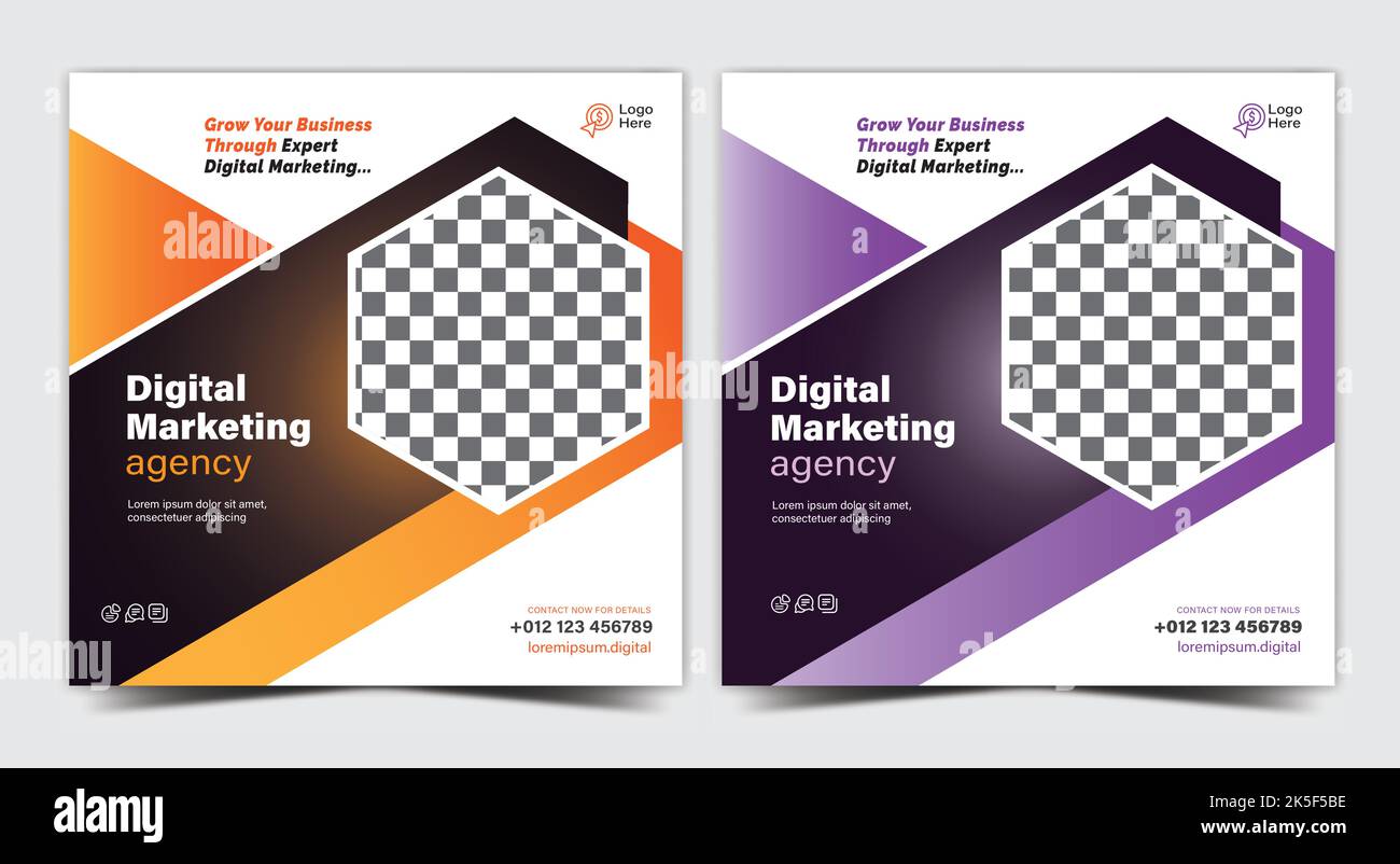 Bannière de marketing d'entreprise numérique pour modèle de publication de médias sociaux, promotion de bannières, publicité d'entreprise pour le marketing de médias sociaux Illustration de Vecteur