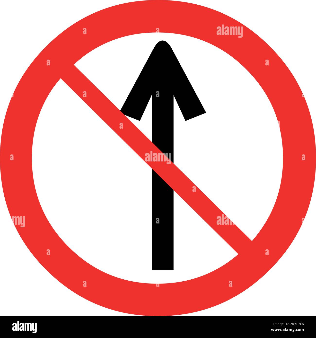 Illustration vectorielle du panneau de signalisation indiquant qu'il est interdit de continuer tout droit Illustration de Vecteur