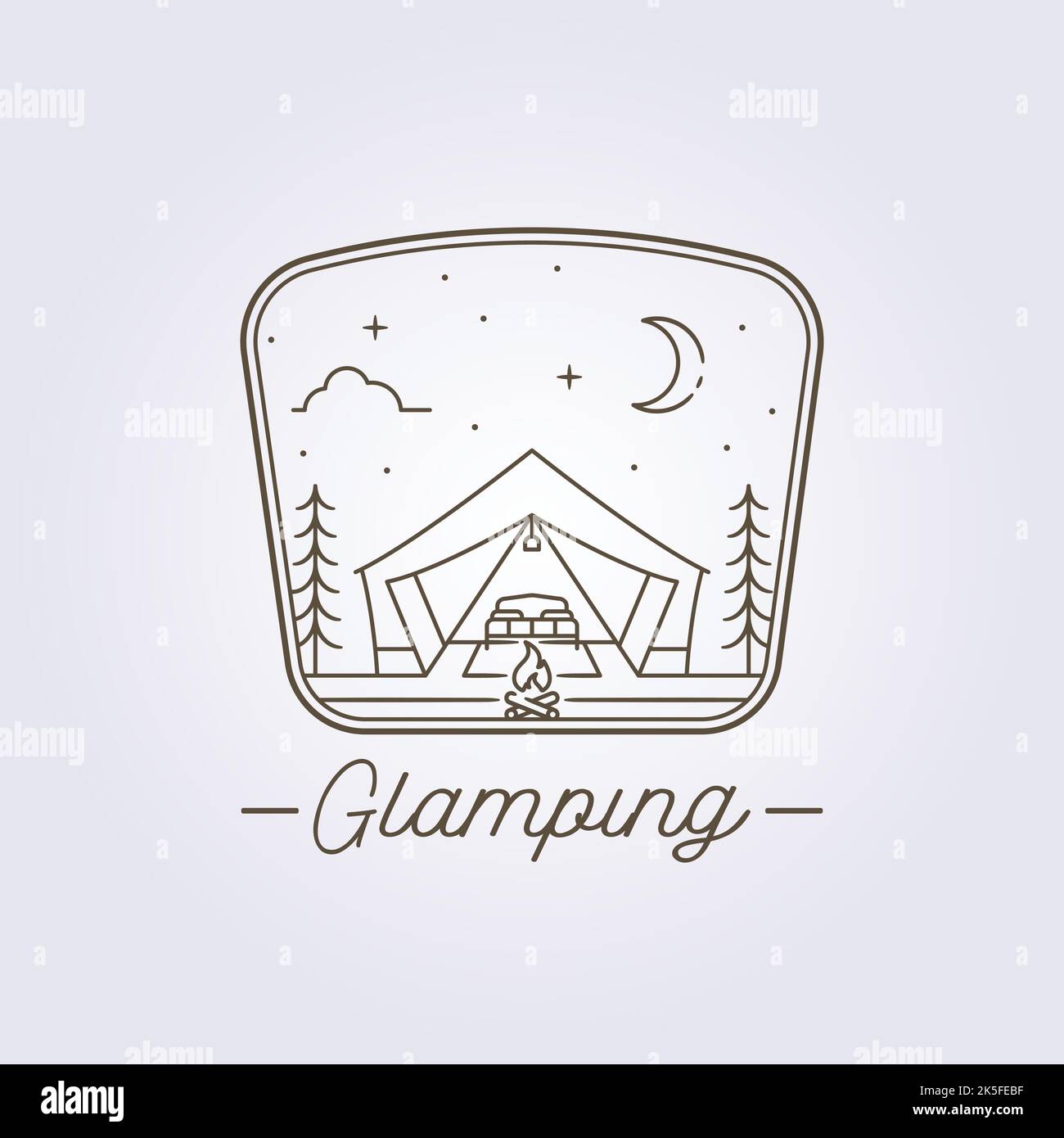 conception d'illustration vectorielle de logo glamping camp line art Illustration de Vecteur