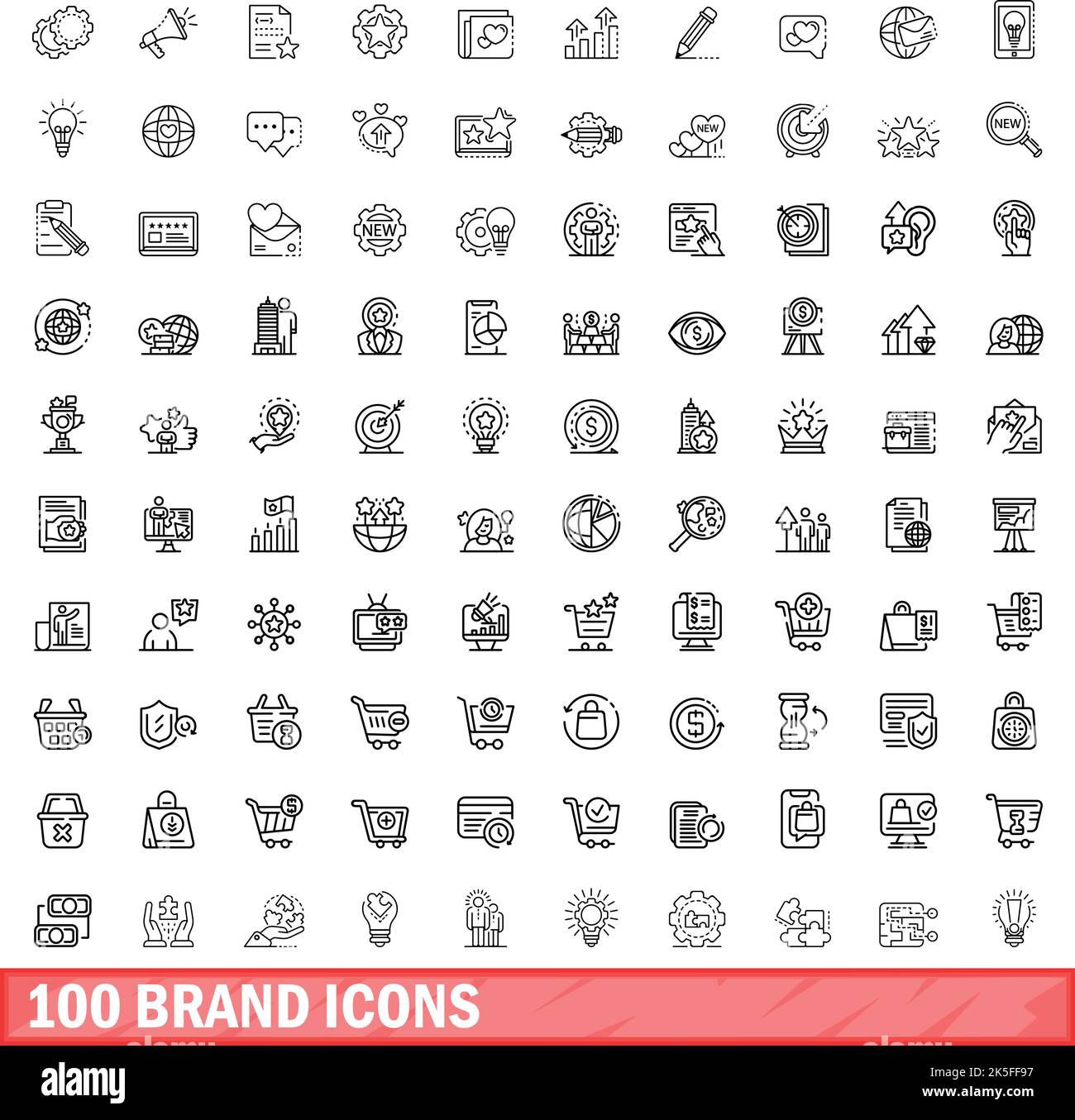 ensemble de 100 icônes de marque.Illustration de 100 symboles de marque ensemble de vecteurs isolé sur fond blanc Illustration de Vecteur