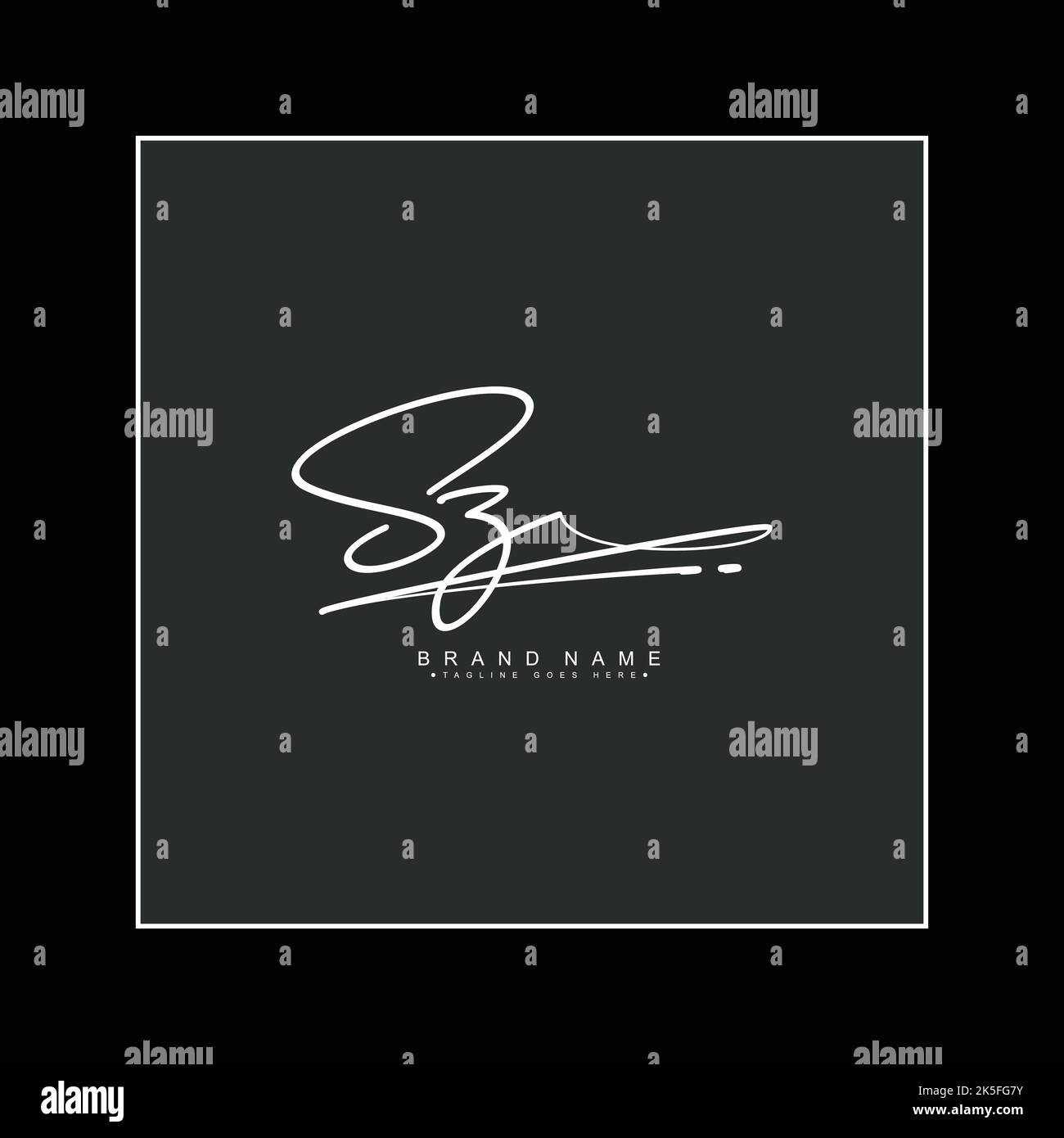 Lettre initiale logo SZ - logo de style Signature manuscrit - logo de monogramme Signature Illustration de Vecteur