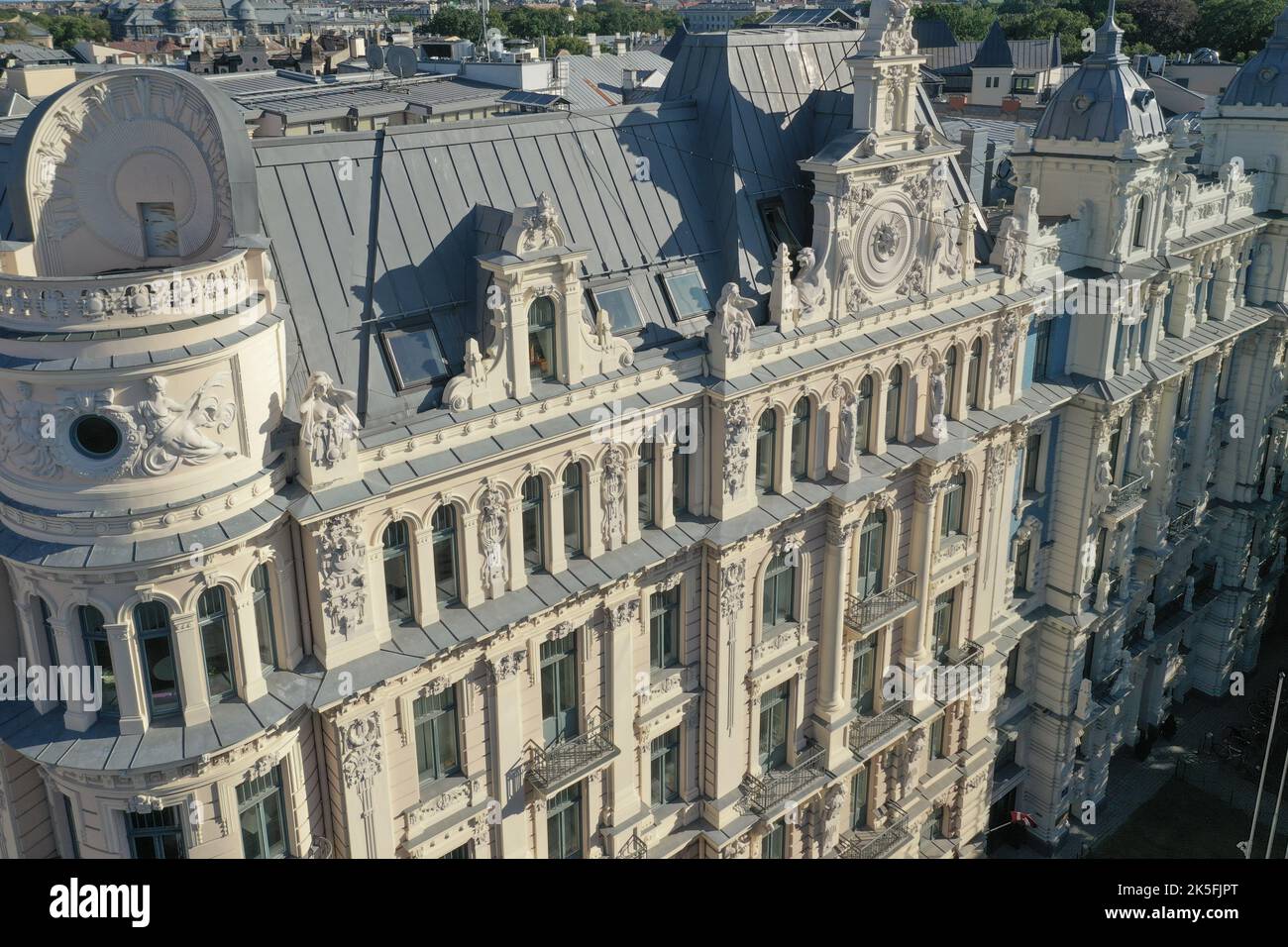 Architecture Art Nouveau - façade de bâtiment de la ville de Riga Banque D'Images