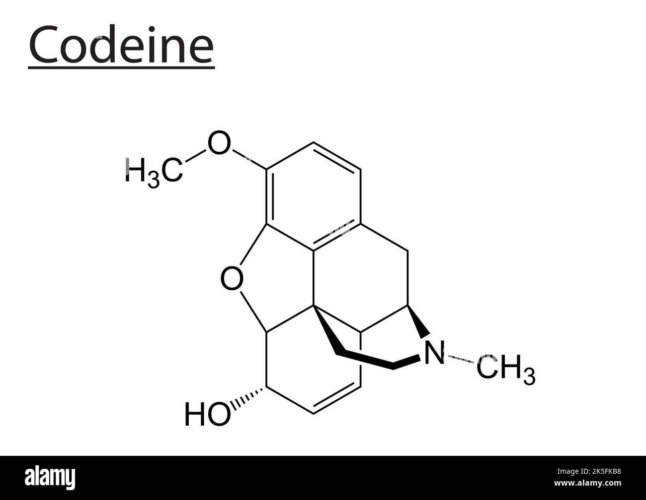 Codéine Formule squelettique à vecteur de structure moléculaire Illustration de Vecteur