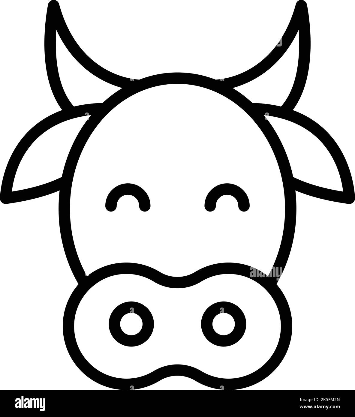 Vecteur de contour d'icône de tête de vache. Animal de ferme. Lait de bœuf Illustration de Vecteur