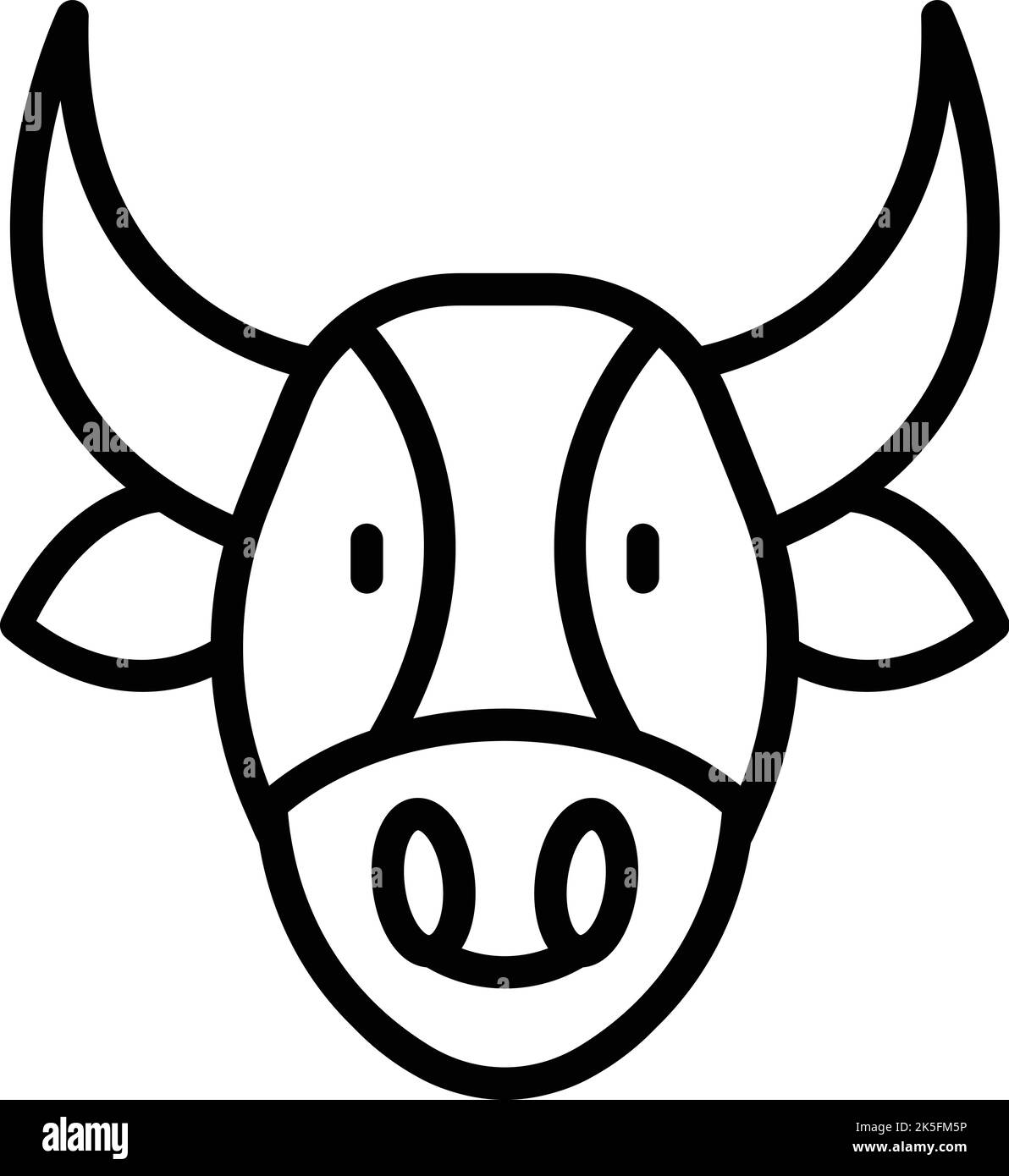 Vecteur de contour de l'icône en forme de tête plate. Race de vache. Lait de veau Illustration de Vecteur